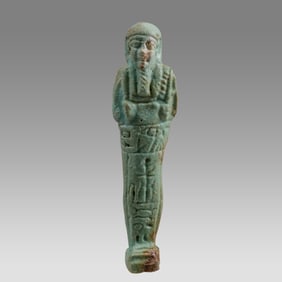 Ancient Egyptian Faience Ushabti. Egypt, XXVI Dynasty, 664-525 BC.