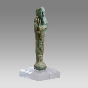Ancient Egyptian Large Faience Ushabti. Egypt, XXVI Dynasty, 664-525 BC.