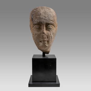 Ancient Egyptian Sandstone Male Head Ex Royal Athena. Ptolemaic Period c.305-30 BC.