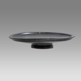 Ancient Apulian Blackware Footed Plate c.350 BC.