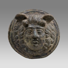 Ancient Roman Bronze Applique Medusa Head c.1st-2nd century AD.