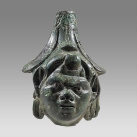 Ancient Roman Bronze Head Of Styr c.2nd-4th century AD.