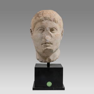 Ancient Roman Lifesize Marble Head Of Athlete c.1st century AD. Ex Sothebys.