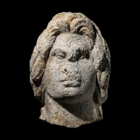 Ancient Hellenistic Large Marble Head Of alexander Circa 2nd Century BC.