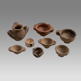 Lot of 8 Greek Magna graecia Pottery Miniature Vessels c.350 BC.