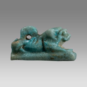 Ancient Egyptian Faience Sekhmet Lion Amulet Late period, ca. 700-30 B.C.