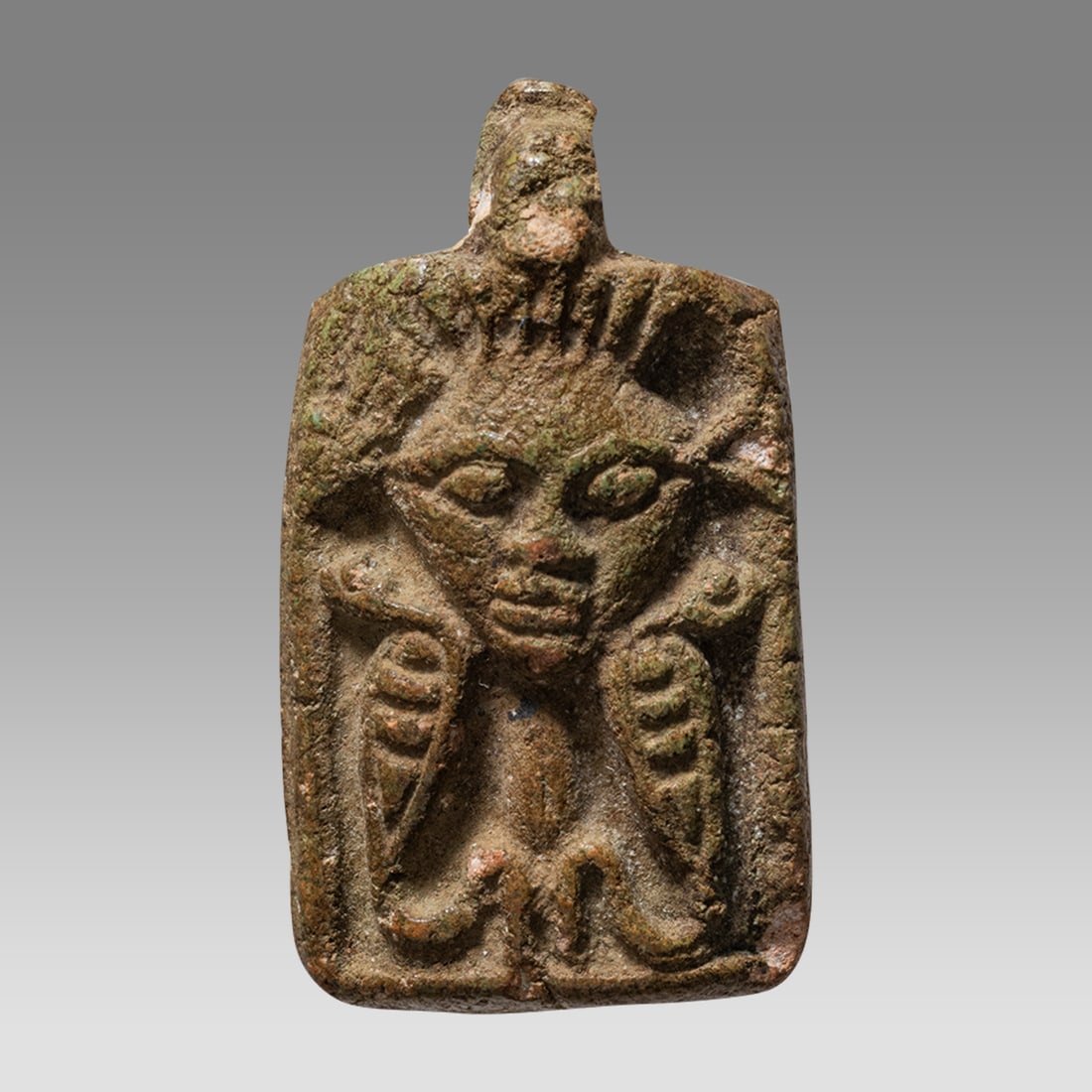 Ancient Egyptian Green Faience Hathor Amulets Late period, ca. 700-30 B.C. (1 of 2)
