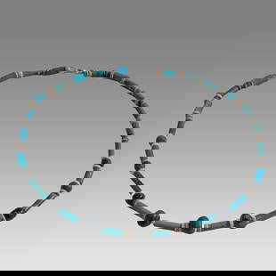 Ancient Egyptian Faience, Necklace c.300-50 BC.: Ancient Egyptian Faience, Necklace c.300-50 BC. Size 17 1/2 inches length. Great Looking single strand Faience Bead necklace. wearable. Provenance: Ex Secret Eyes Gallery New York 1970's-1980's