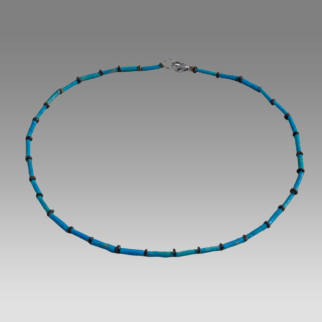 Ancient Egyptian Faience, Necklace c.300-50 BC.: Ancient Egyptian Faience, Necklace c.300-50 BC. Size 17 inches length. Great Looking single strand Faience Bead necklace. wearable. Provenance: Ex Secret Eyes Gallery New York 1970's-1980's