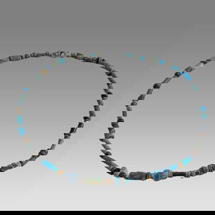 Ancient Egyptian Faience, Necklace c.300-50 BC.: Ancient Egyptian Faience, Necklace c.300-50 BC. Size 16 1/2 inches length. Great Looking single strand Faience Bead necklace. wearable. Provenance: Ex Secret Eyes Gallery New York 1970's-1980's
