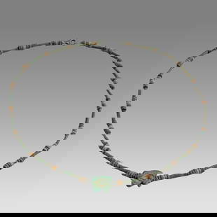 Ancient Egyptian Faience, Necklace c.300-50 BC.: Ancient Egyptian Faience, Necklace c.300-50 BC. Size 19 inches length. Great Looking single strand Faience Bead necklace with amulet. wearable. Provenance: Ex Secret Eyes Gallery New York