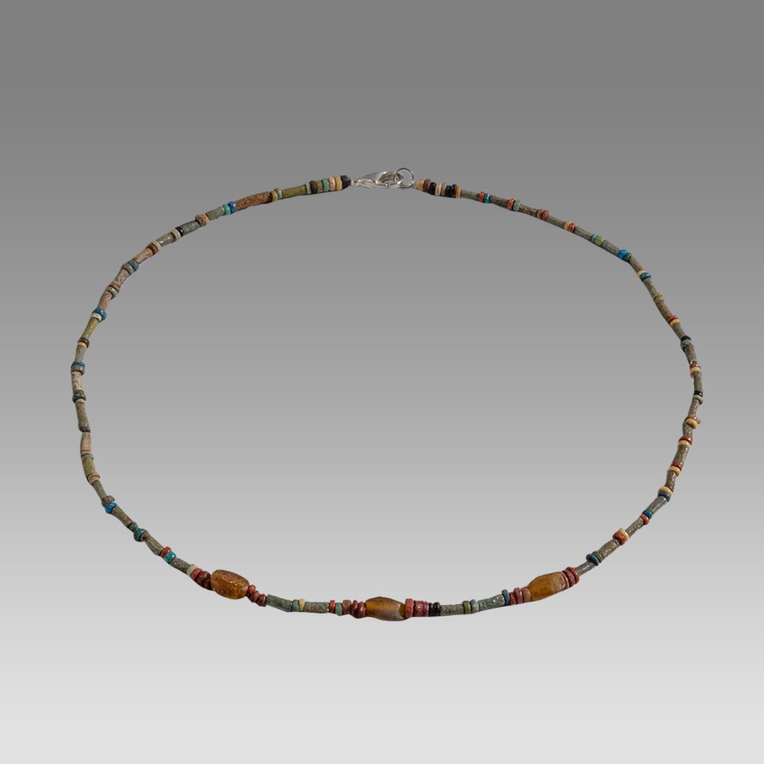 Ancient Egyptian Faience, Necklace c.300-50 BC.: Ancient Egyptian Faience, Necklace c.300-50 BC. Size 17 3/4 inches length. Great Looking single strand Faience Bead necklace with glass beads. wearable. Provenance: Ex Secret Eyes Gallery New York 197