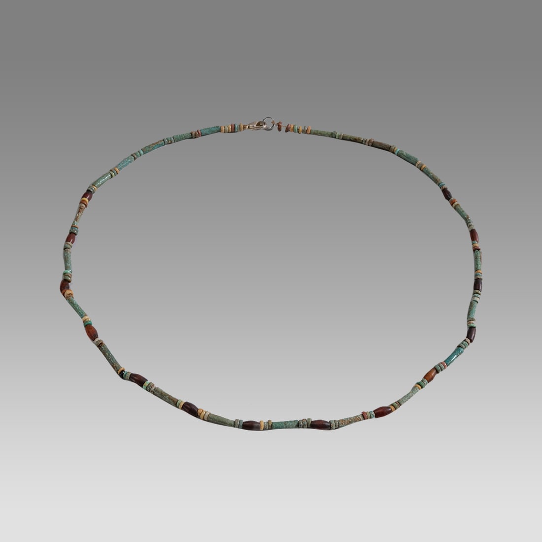 Ancient Egyptian Faience, Necklace c.300-50 BC.: Ancient Egyptian Faience, Necklace c.300-50 BC. Size 20 3/4 inches length. Great Looking single strand Faience Bead necklace with glass beads. wearable. Provenance: Ex Secret Eyes Gallery New York 197
