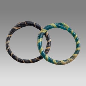 Lot of 2 Ancient Roman glass bracalets c.2nd century AD.