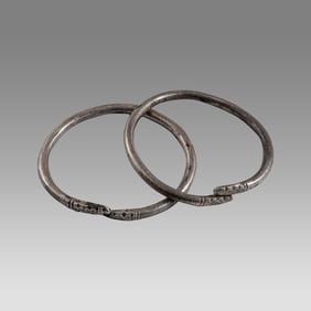 Lot of 2 Ancient Roman silver Snake bracalets c.2nd century AD.