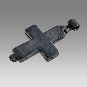 Ancient Byzantine Bronze Reliquary Cross c.8th century AD.