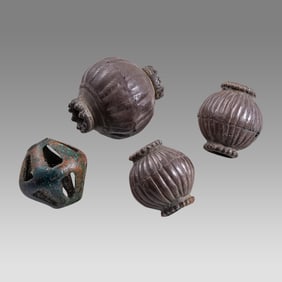 Lot of 4 Large Roman Bronze Beads c.2nd-3rd century AD.