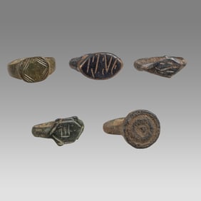 lot of 5 Ancient Roman Bronze Rings c.2nd-4th century AD.