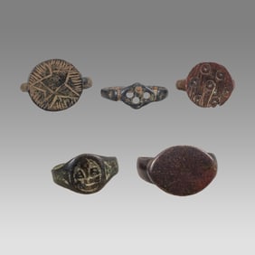 lot of 5 Ancient Roman Bronze Rings c.2nd-4th century AD.