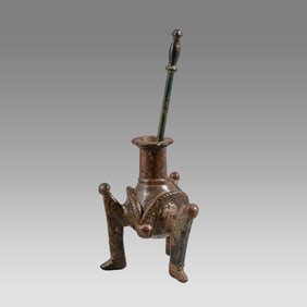 Ancient Islamic Bronze Kohl Vessel with Pin c.9th century AD.