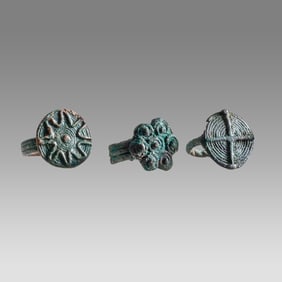 lot of 3 Ancient Bactrian Bronze Rings c.2nd century BC.