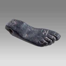 Ancient Roman stone foot Amulet with script  c.2nd century AD.