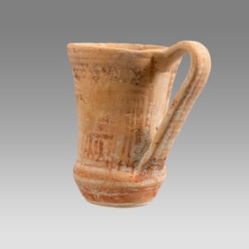 Ancient Hellenisitic Small Terracotta Decorated jug c.3rd century BC.