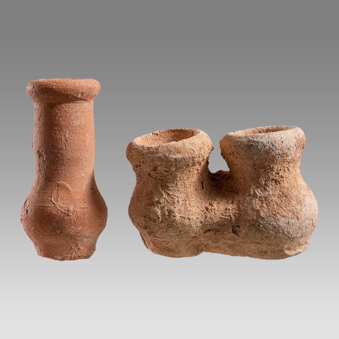 Lot of 2 Ancient Roman Holyland Terracotta Small Vessels c.1st century AD. (1 of 3)