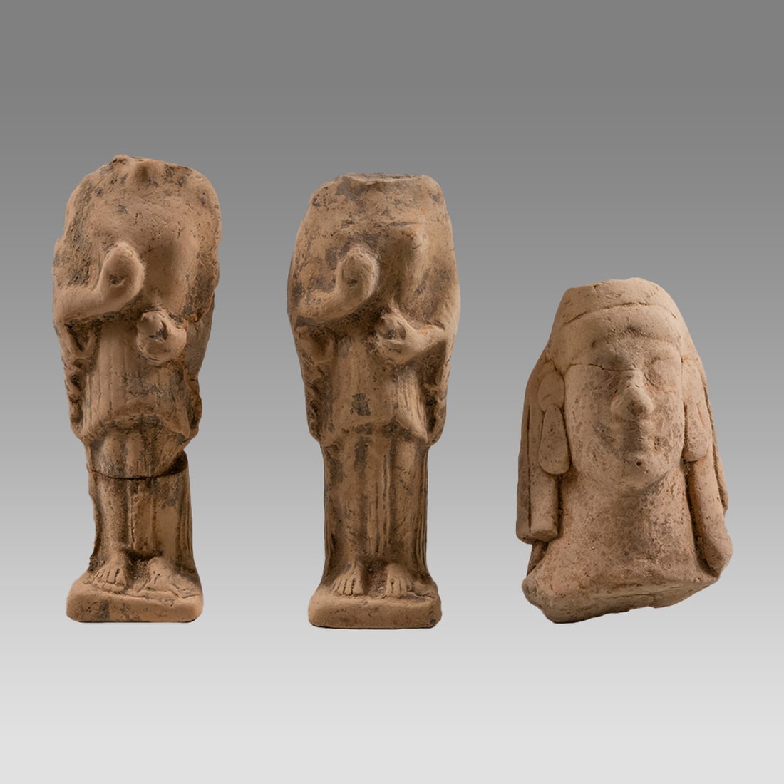 Lot of 3 Ancient Greek Terracotta Figures Fragments c.3rd century BC. (1 of 2)