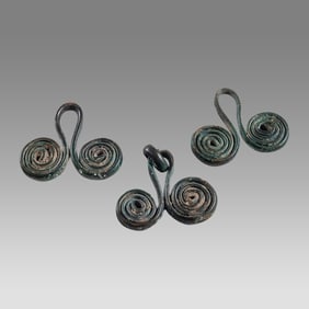 Lot of 3 Ancient Celtic Silver Spiral Brooches c.2nd century BC.