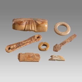Lot of 6 Ancient Coptic Bone fragments c.2nd-5th century AD.