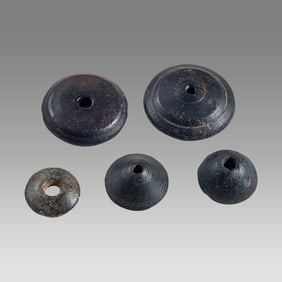 Lot of 5 Ancient Roman Stone Spindle Whorls c.2nd century AD.