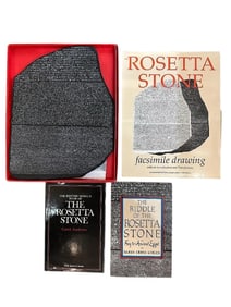 Rosetta Stone replica in resin. 10"X 13" - Includes full size drawing of the Rosetta stone in its