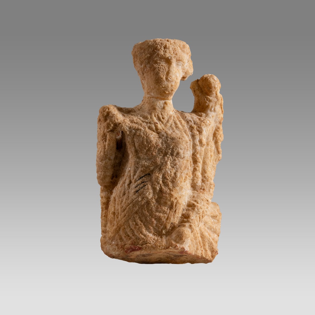 Marble Venus with Cupid on shoulder - Roman - ca 1-3 century AD.: Marble Venus with Cupid on shoulder - Roman - ca 1-3 century AD. Size 4 inches high. very worn. Head reattached. From the collection of Franke Zollman, D.Min. For forty years Zollman has been using ar