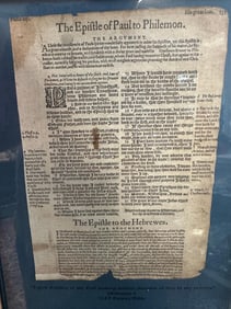 Geneva Bible 1589 leaf - Title page for Philemon and Hebrews.