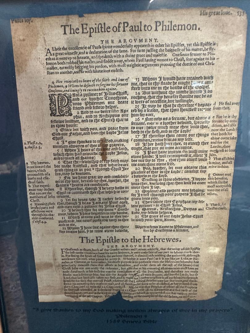 Geneva Bible 1589 leaf - Title page for Philemon and Hebrews. (1 of 1)