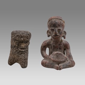 Ancient Pre Columbian Pottery Figure, Ecuador, La Tolita, Tumoco, Costa Rican Stone Altar c.600