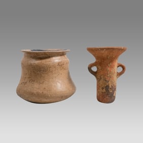 Lot of 2 Ancient Pre Columbian Mayan pottery Vessels, Ca. 600 to 900 AD.