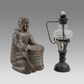 Inuit Soapstone Sculpture, Perfume Bottle. (2)