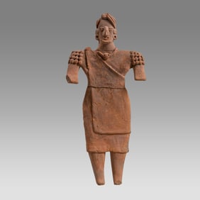 Ancient Pre Columbian Colima Pottery Standing Flat Figure, ca. 100 B.C. - A.D. 250.