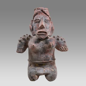 Large Ancient Jalisco Seated Female Pottery Figure, western coast of Mexico, c. 100 B.C. - 250 A.D.