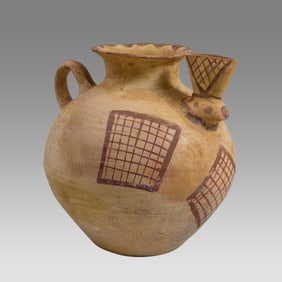 Ancient Persian Pottery Handled Pouring Vessel, TEPE GIYAN c.1500-1000 BC.