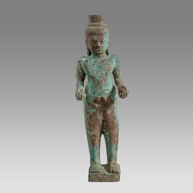 A Cambodian Bronze Standing Figure of Vishnu.