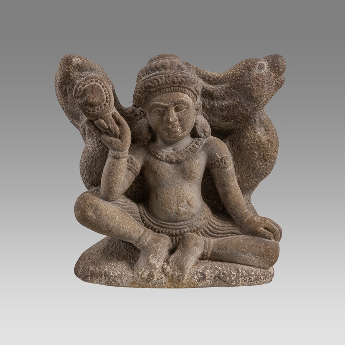 Inida, Carved Stone Figural Group of a Deity. (1 of 4)