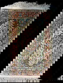 Fine Middle Eastern, Turkish? Silk Carpet.