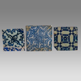 Lot of 3 17th-18th century Ottoman Ceramic Tiles.