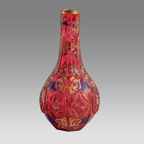 19th century Bohemian Red Glass Hookah Vase made for the Persian Market.