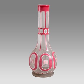 19th century Bohemian Pink Glass Hookah Vase made for the Persian Market.