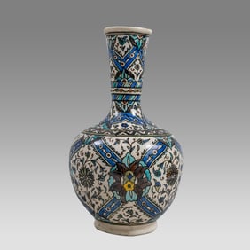 Turkish, Iznik Style Ceramic Vase with Floral design. 20th century.