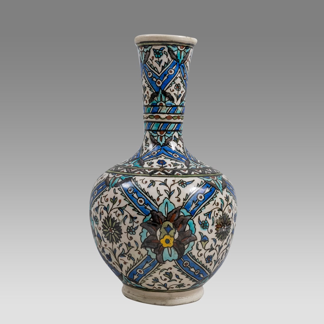 Turkish, Iznik Style Ceramic Vase with Floral design. 20th century. (1 of 3)